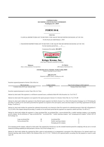 Thumbnail Krispy Kreme
 10-K Annual Report 2022