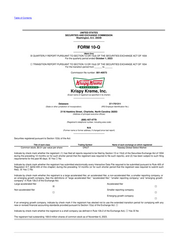 Thumbnail Krispy Kreme
 10-Q Quarterly Report FY2023 