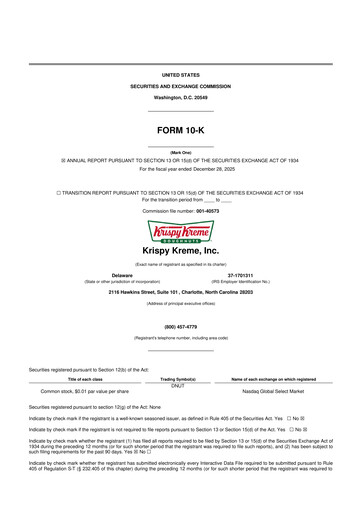 Thumbnail Krispy Kreme
 10-K Annual Report 2025