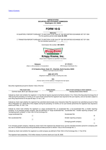 Miniature Krispy Kreme
 10-Q Rapport trimestriel 2026 