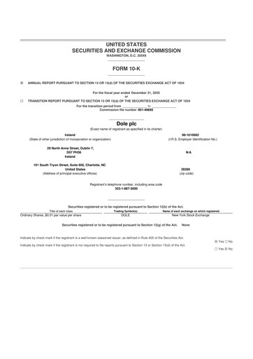 Thumbnail Dole PLC 10-K Annual Report 2025