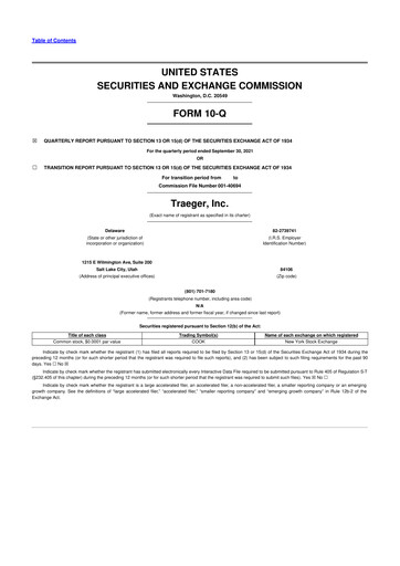 Vorschaubild Traeger 10-Q Quartalsbericht 2021 