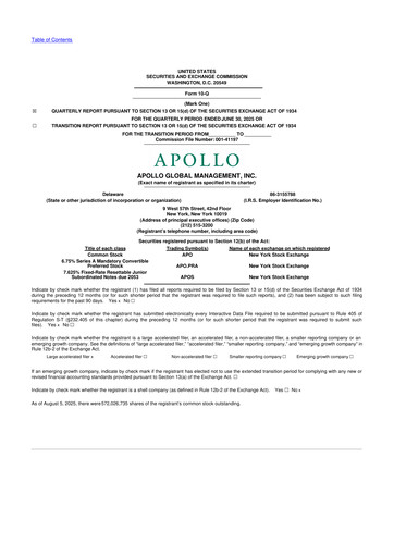 Thumbnail Apollo Global Management
 10-Q Quarterly Report FY2025 