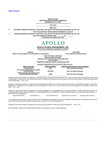 Thumbnail Apollo Global Management
 10-Q Quarterly Report FY2025 