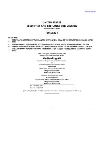 Thumbnail On Holding 20-F Annual Report 2021