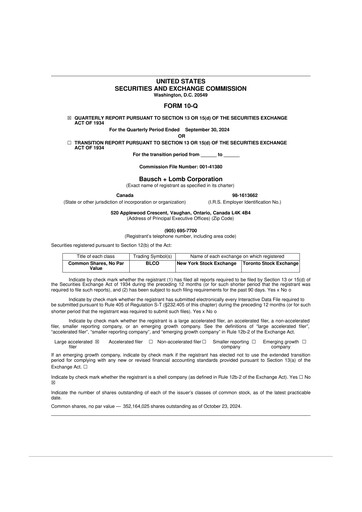 Thumbnail Bausch + Lomb 10-Q Quarterly Report FY2024 