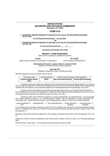 Thumbnail Bausch + Lomb 10-Q Quarterly Report FY2026 