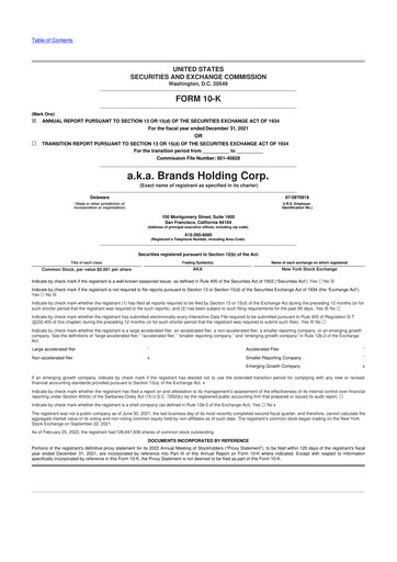 Vorschaubild a.k.a. Brands 10-K Jahresbericht 2021