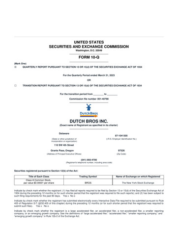 Thumbnail Dutch Bros 10-Q Quarterly Report FY2023 