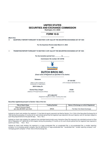 Thumbnail Dutch Bros 10-Q Quarterly Report FY2025 