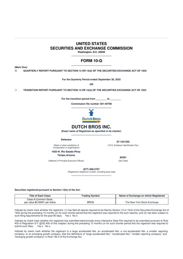 Thumbnail Dutch Bros 10-Q Quarterly Report FY2025 