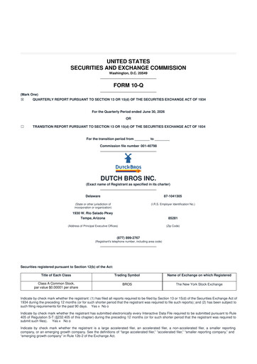 Thumbnail Dutch Bros 10-Q Quarterly Report FY2026 