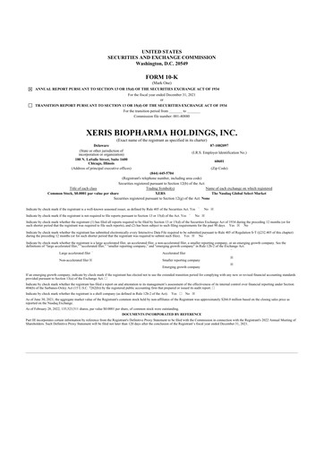 Vorschaubild Xeris Pharmaceuticals 10-K Jahresbericht 2021