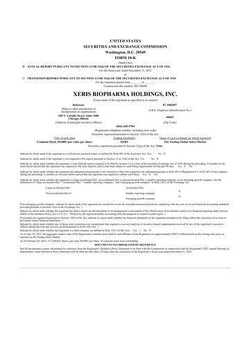 Vorschaubild Xeris Pharmaceuticals 10-K Jahresbericht 2022