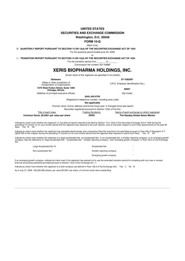 Vorschaubild Xeris Pharmaceuticals 10-Q Quartalsbericht 2026 