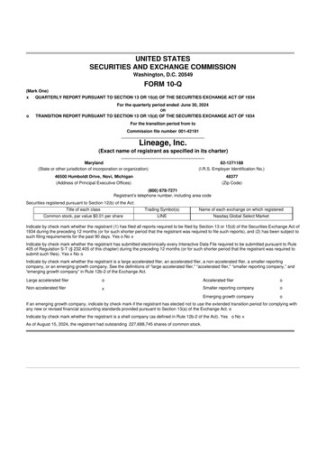 Thumbnail Lineage 10-Q Quarterly Report FY2024 