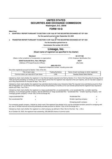 Thumbnail Lineage 10-Q Quarterly Report FY2025 