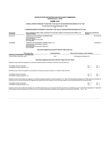 Thumbnail Constellation Energy 10-K Annual Report 2021
