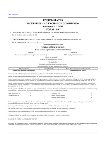 Thumbnail Olaplex 10-K Annual Report 2021