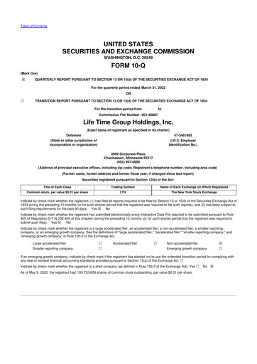 Thumbnail Life Time Group 10-Q Quarterly Report FY2022 