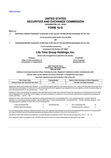 Thumbnail Life Time Group 10-Q Quarterly Report FY2022 