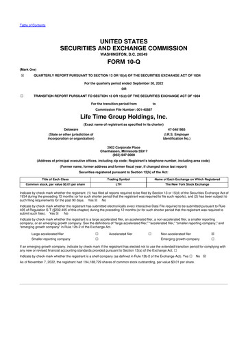 Thumbnail Life Time Group 10-Q Quarterly Report FY2022 