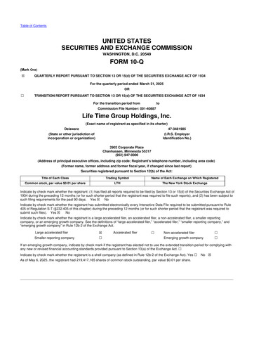 Thumbnail Life Time Group 10-Q Quarterly Report FY2025 