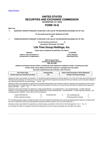 Thumbnail Life Time Group 10-Q Quarterly Report FY2025 