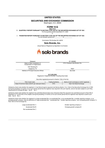 Vorschaubild Solo Brands 10-Q Quartalsbericht 2023 