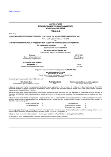 Vorschaubild AirSculpt Technologies 10-Q Quartalsbericht 2022 
