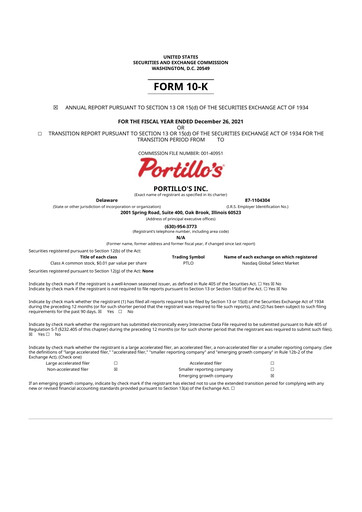 Thumbnail Portillo's 10-K Annual Report 2021