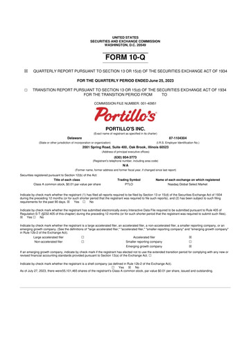 Vorschaubild Portillo's 10-Q Quartalsbericht 2023 