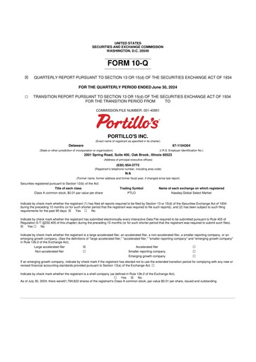 Vorschaubild Portillo's 10-Q Quartalsbericht 2024 