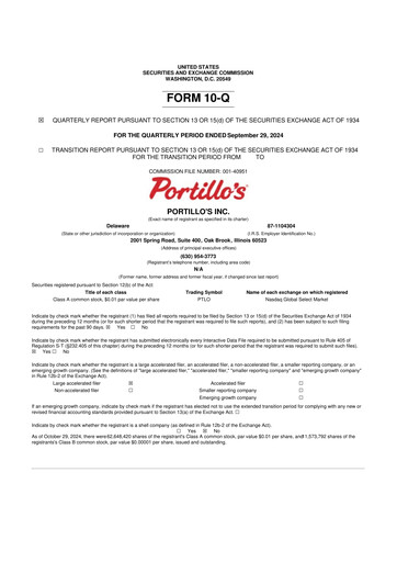 Vorschaubild Portillo's 10-Q Quartalsbericht 2024 