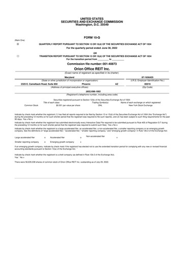 Thumbnail Orion Properties 10-Q Quarterly Report FY2022 