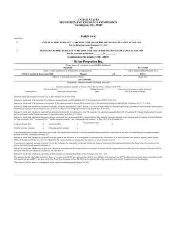 Thumbnail Orion Properties 10-K Annual Report 2024