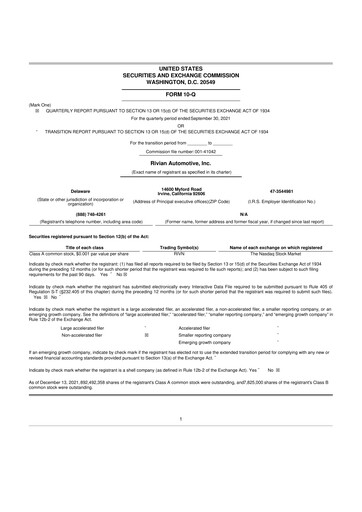 Thumbnail Rivian 10-Q Quarterly Report FY2021 