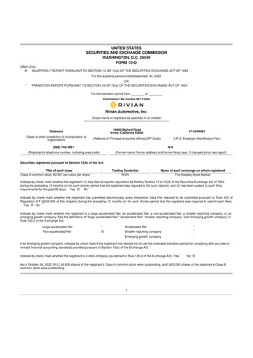 Thumbnail Rivian 10-Q Quarterly Report FY2022 