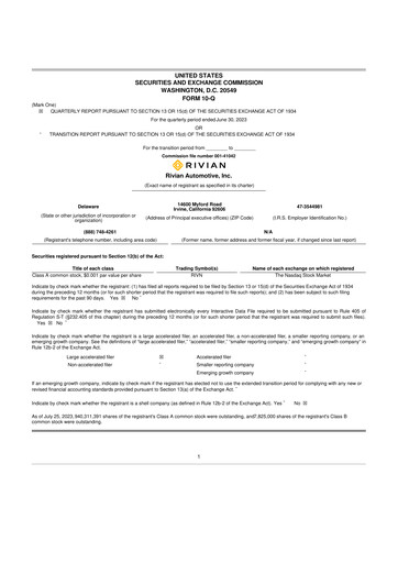Thumbnail Rivian 10-Q Quarterly Report FY2023 