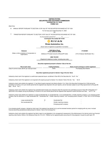 Thumbnail Rivian 10-K Annual Report 2025