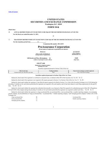 Thumbnail ProAssurance 10-K Annual Report 2021