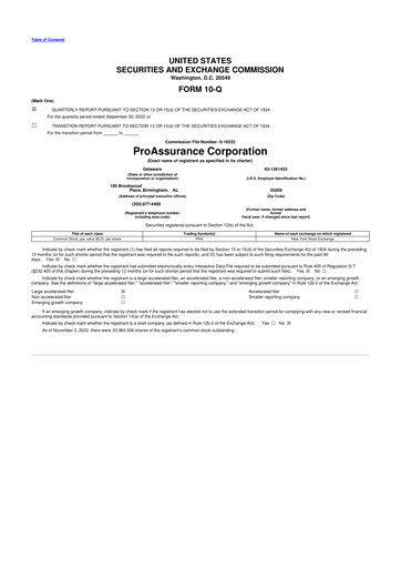 Miniature ProAssurance 10-Q Rapport trimestriel 2022 