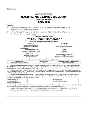 Miniature ProAssurance 10-Q Rapport trimestriel 2024 