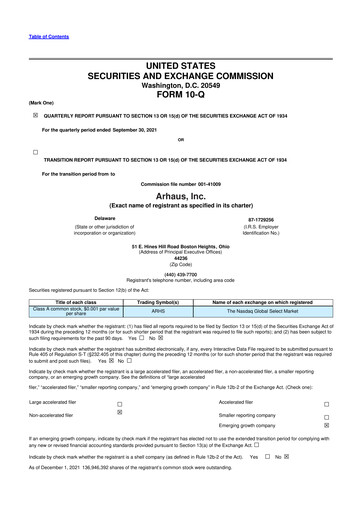 Thumbnail Arhaus 10-Q Quarterly Report FY2021 