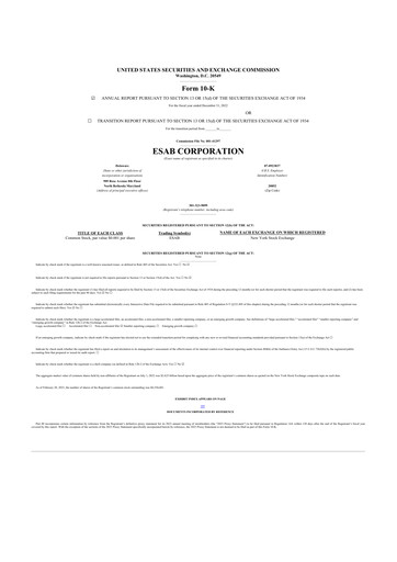 Thumbnail ESAB 10-K Annual Report 2022