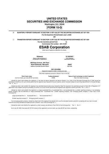 Thumbnail ESAB 10-Q Quarterly Report FY2026 