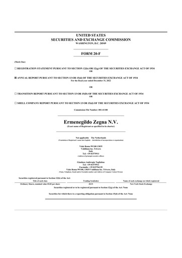 Thumbnail Ermenegildo Zegna 20-F Annual Report 2022