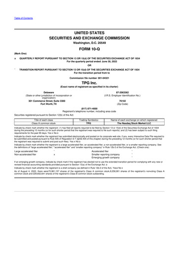 Thumbnail TPG Inc. 10-Q Quarterly Report FY2022 