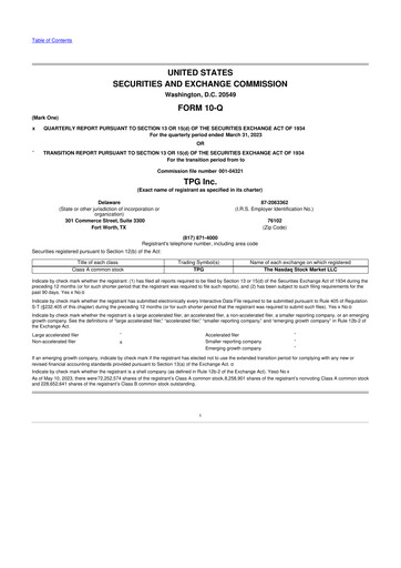 Thumbnail TPG Inc. 10-Q Quarterly Report FY2023 