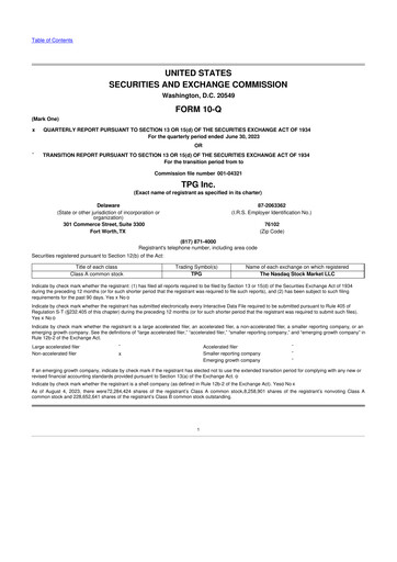 Thumbnail TPG Inc. 10-Q Quarterly Report FY2023 